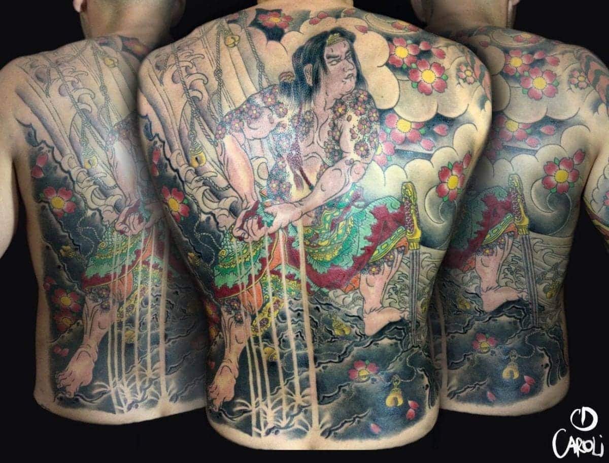 Tatuaje de guerrero y flores de cerezo 2 Samurai y Sakura -Tatuaje Japones - Caroli Dilli